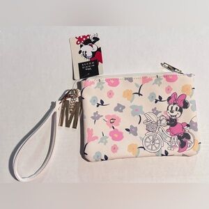 Bioworld Minnie Mouse Floral Wristlet - Pink, Cream & Pastel Accents